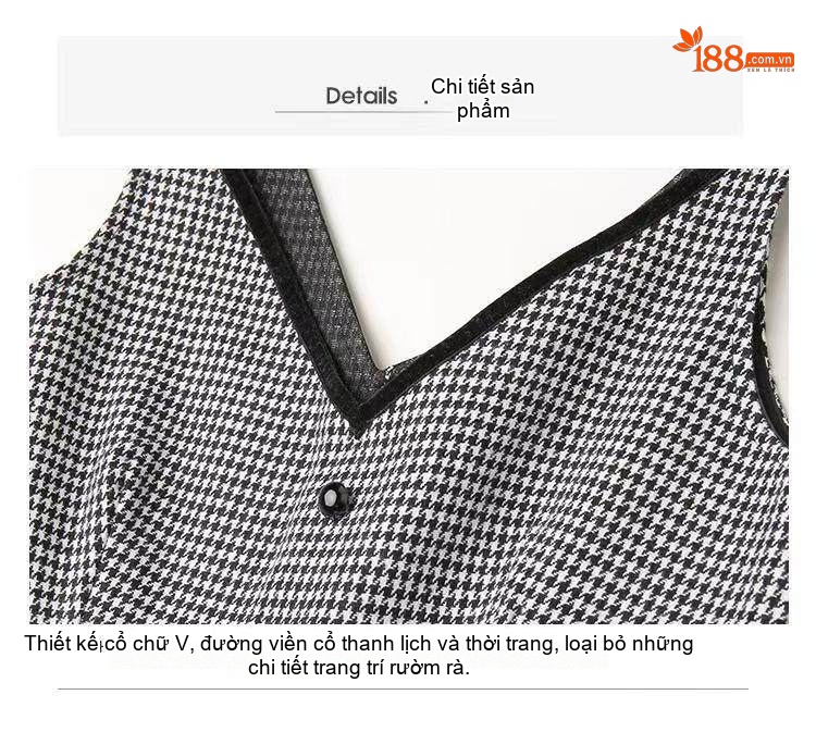 Set Áo Dệt Kim Cổ Lọ Tay Dài Và Yếm Quần Ống Rộng Caro Lông Chuột chi tiết 15
