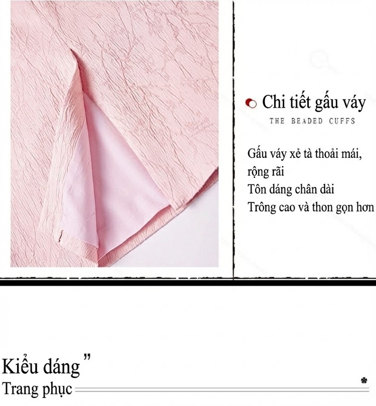 Set Áo Gile và Chân Váy Dài Nữ Phong Cách Tân Cổ Điển Họa Tiết Jacquard Màu Hồng, Trắng chi tiết 7