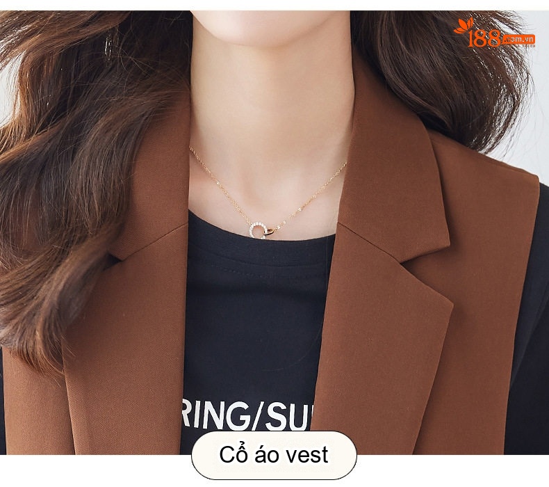 Set Áo Gile Vest Nữ Thiết Kế Cổ Điển Phong Cách Công Sở Màu Đen, Nâu chi tiết 11