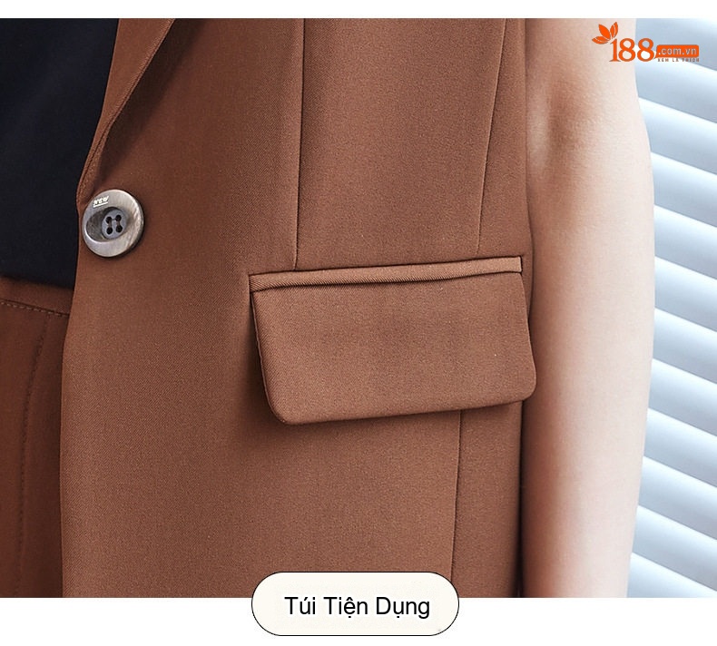 Set Áo Gile Vest Nữ Thiết Kế Cổ Điển Phong Cách Công Sở Màu Đen, Nâu chi tiết 12
