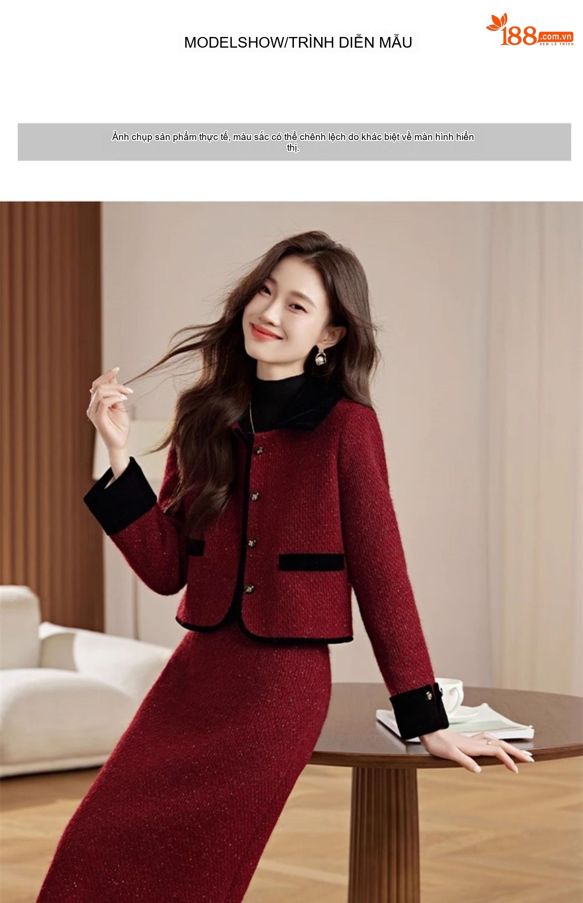 Set Áo Khoác Lông Vũ Cổ Điển và Chân Váy Chữ A Thanh Lịch chi tiết 12