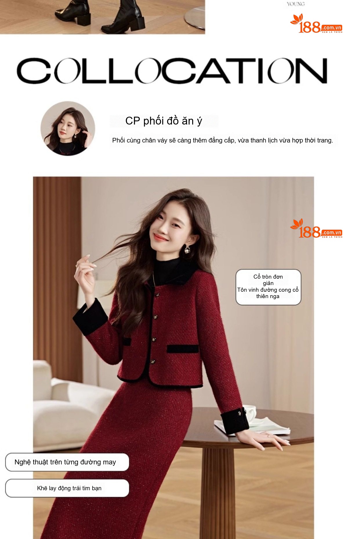 Set Áo Khoác Lông Vũ Cổ Điển và Chân Váy Chữ A Thanh Lịch chi tiết 7