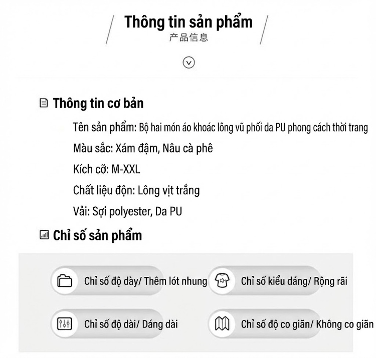 Set Áo Khoác Lót Lông Vũ Và Chân Váy Dáng Dài Phong Cách Tiểu Thư Màu Nâu, Xám chi tiết 17