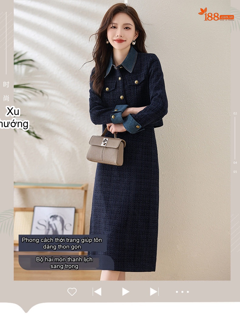 Set Áo Khoác Lửng và Chân Váy Bò Dáng Ôm Thời Trang Nữ chi tiết 1