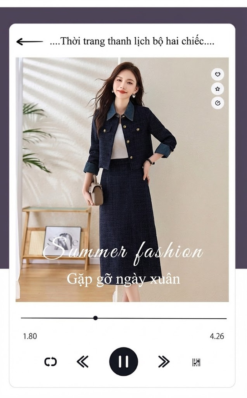 Set Áo Khoác Lửng và Chân Váy Bò Dáng Ôm Thời Trang Nữ chi tiết 3