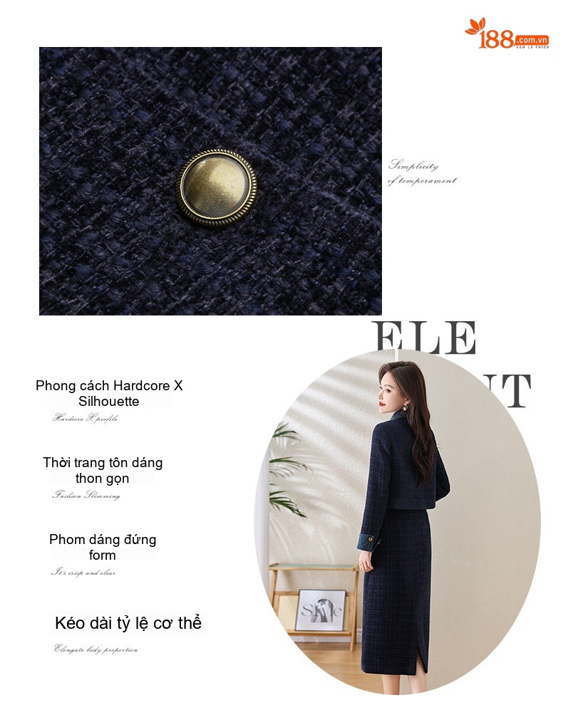 Set Áo Khoác Lửng và Chân Váy Bò Dáng Ôm Thời Trang Nữ chi tiết 4