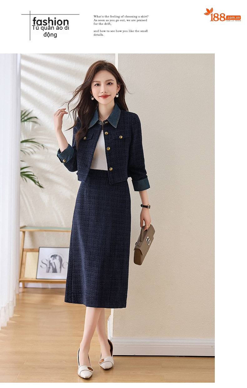 Set Áo Khoác Lửng và Chân Váy Bò Dáng Ôm Thời Trang Nữ chi tiết 17