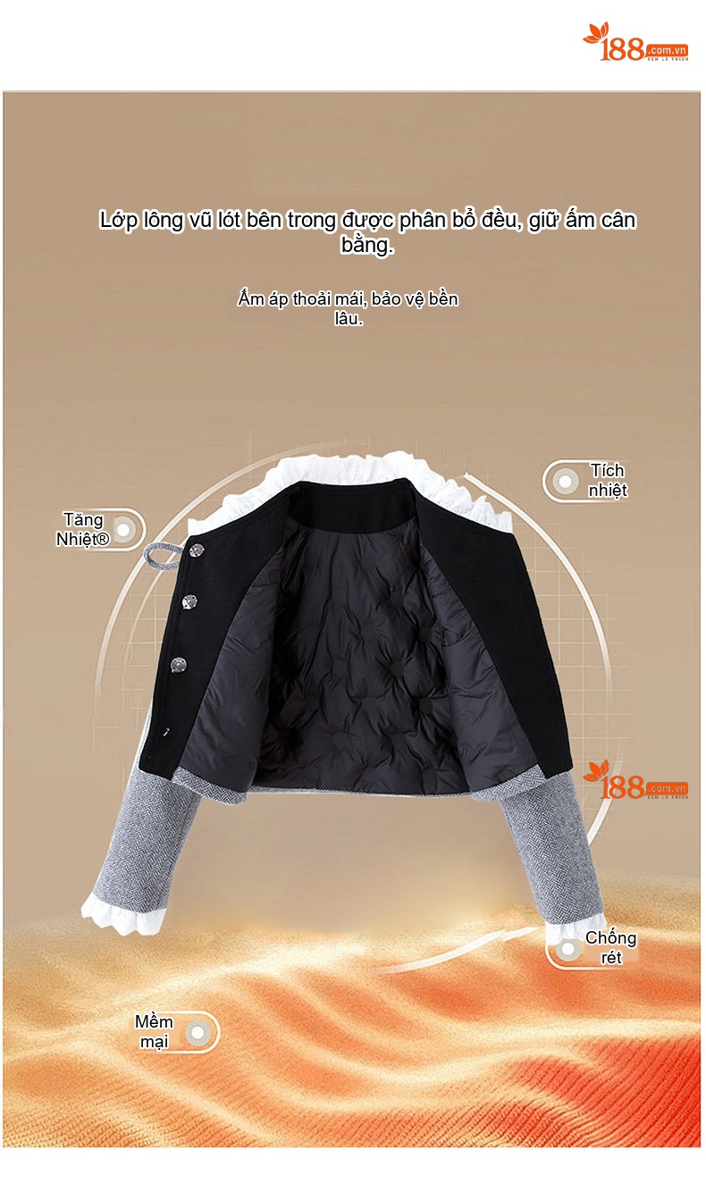 Set Áo Khoác Lửng và Chân Váy Dáng Ôm Phong Cách Tiểu Thư Màu Nâu, Xám chi tiết 7
