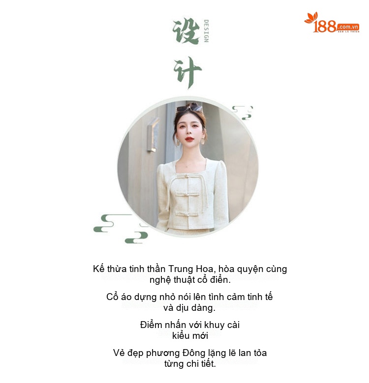 Set Áo Khoác và Chân Váy Dáng Tiểu Thư Thiết Kế Trung Hoa Cách Tân Thanh Lịch Tôn Dáng Màu Trắng, Hồng chi tiết 4
