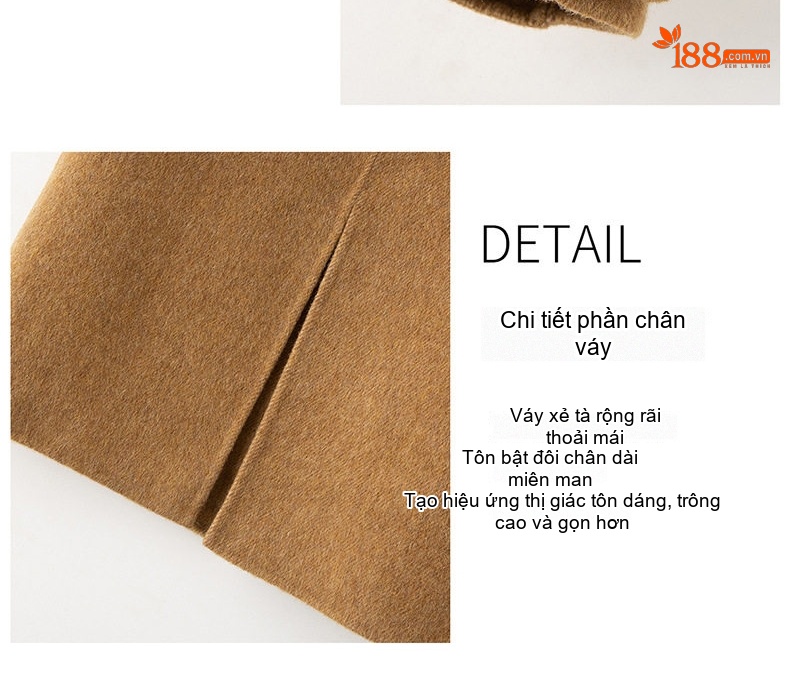 Set Áo Khoác Và Chân Váy Nữ Hai Mặt Vải Lông Cừu Phong Cách Tiểu Thư Màu Nâu, Kem, Xám chi tiết 12