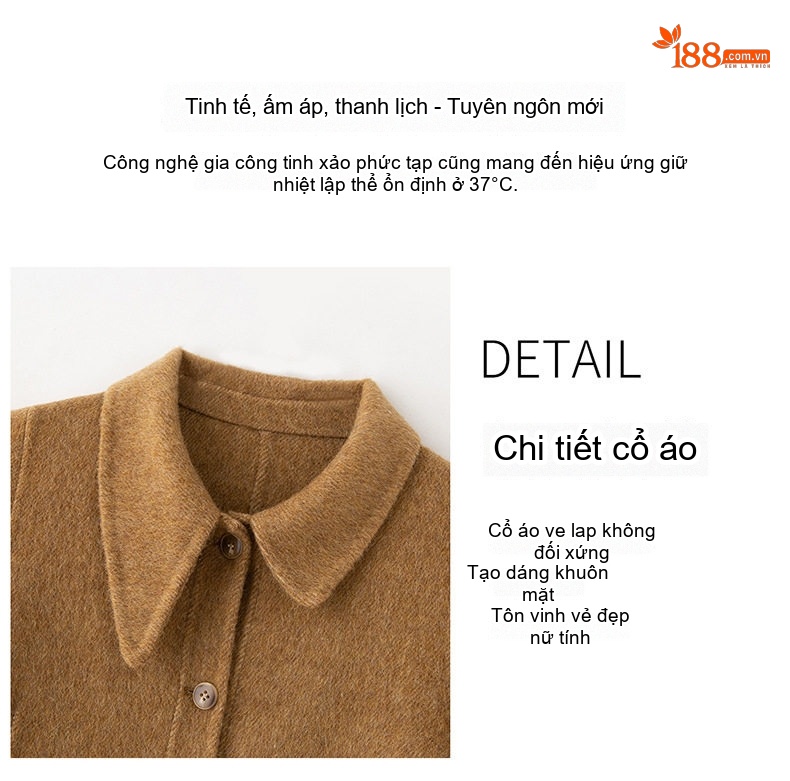 Set Áo Khoác Và Chân Váy Nữ Hai Mặt Vải Lông Cừu Phong Cách Tiểu Thư Màu Nâu, Kem, Xám chi tiết 10