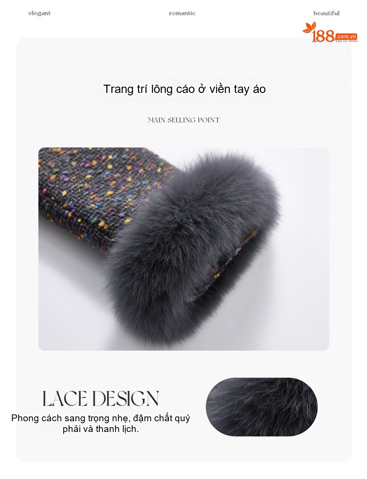 Set Áo Khoác và Chân Váy Tiểu Thư Vải Tweed Lót Lông Trắng chi tiết 6