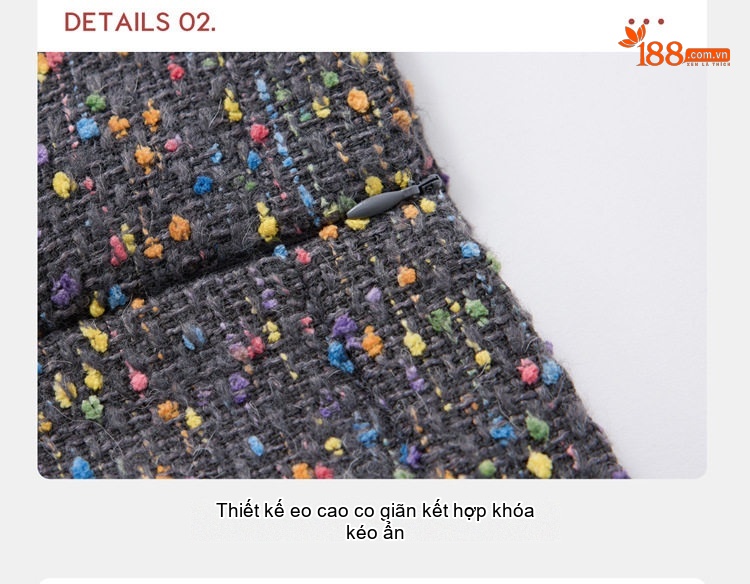 Set Áo Khoác và Chân Váy Tiểu Thư Vải Tweed Lót Lông Trắng chi tiết 18