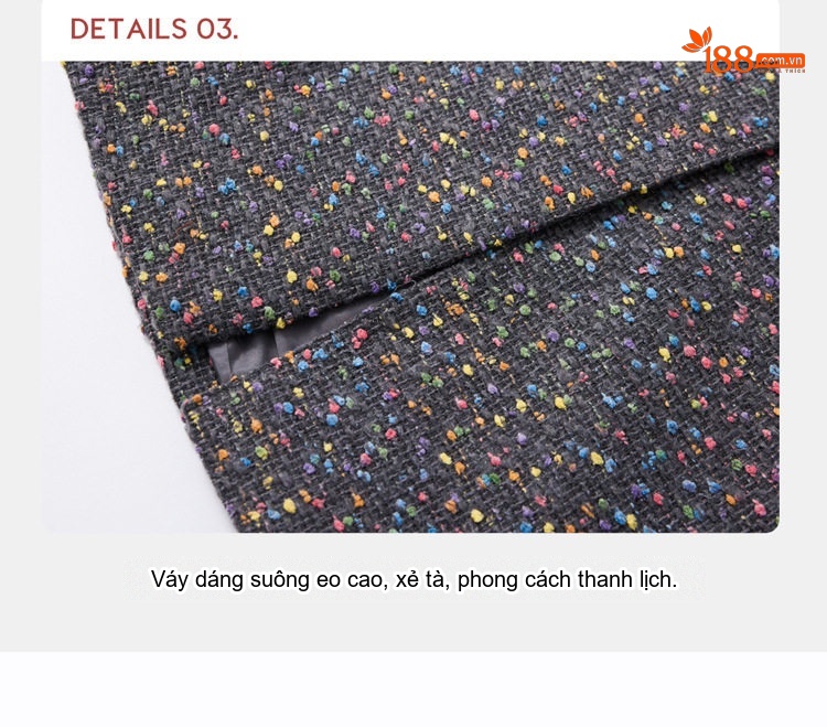 Set Áo Khoác và Chân Váy Tiểu Thư Vải Tweed Lót Lông Trắng chi tiết 19