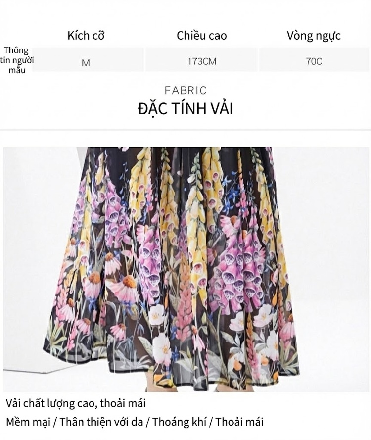 Set Áo Sơ Mi Nữ Tay Dài Chiffon Và Chân Váy Dài In Họa Tiết Phong Cách Pháp chi tiết 10