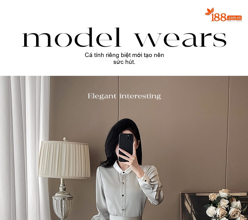 Set Áo Sơ Mi Tay Dài và Chân Váy Midi Phong Cách Pháp Thanh Lịch Màu Xám chi tiết 9