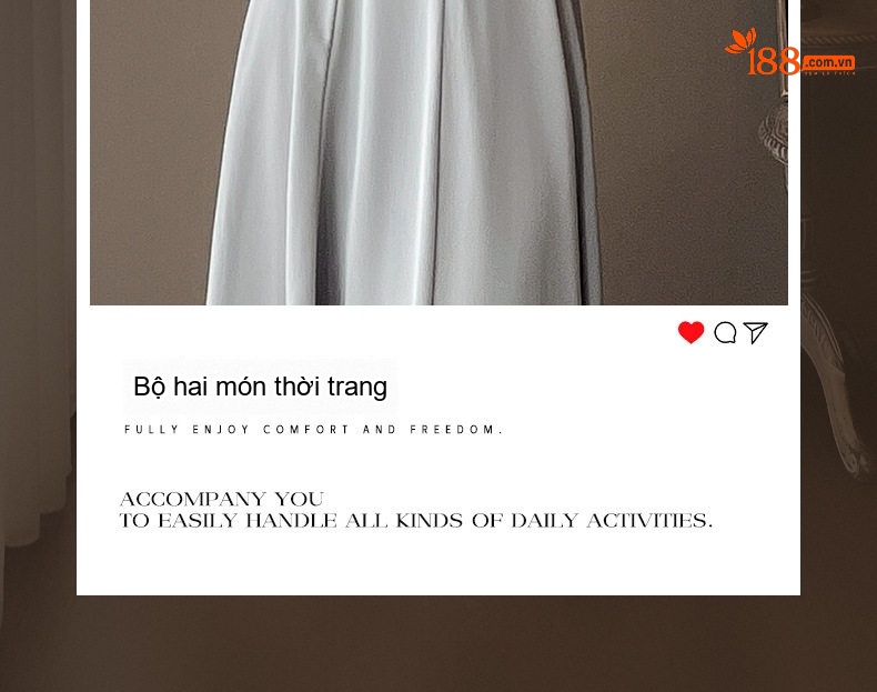 Set Áo Sơ Mi Tay Dài và Chân Váy Midi Phong Cách Pháp Thanh Lịch Màu Xám chi tiết 6
