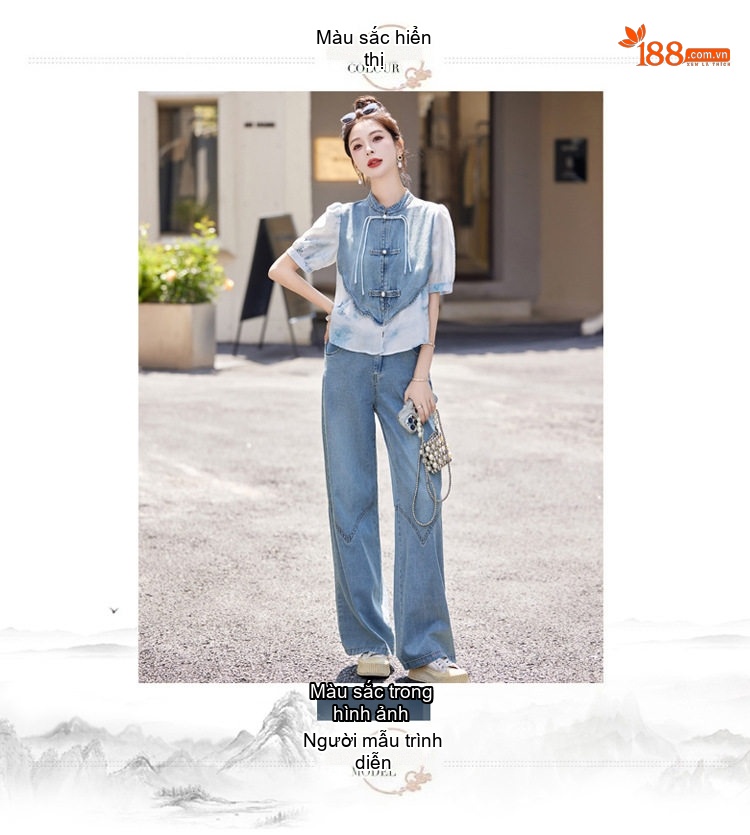 Set Áo Sơ Mi Tay Ngắn Quần Ống Rộng Phong Cách Trung Hoa chi tiết 10