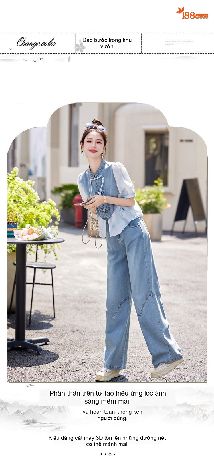 Set Áo Sơ Mi Tay Ngắn Quần Ống Rộng Phong Cách Trung Hoa chi tiết 4