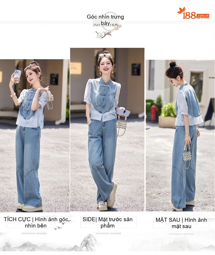 Set Áo Sơ Mi Tay Ngắn Quần Ống Rộng Phong Cách Trung Hoa chi tiết 5