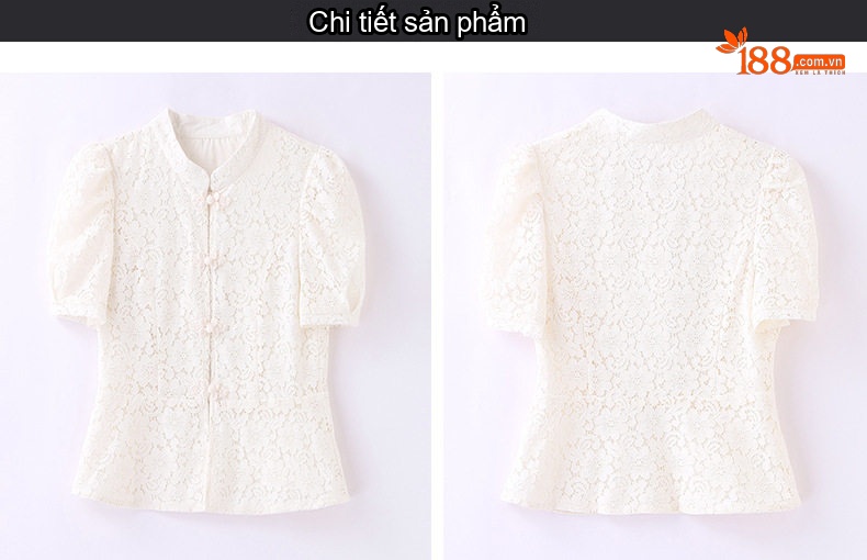 Set Áo và Chân Váy Ren Nữ Cổ Tàu Tay Bồng Phong Cách Trung Hoa Cách Tân Màu Trắng, Đen, Hồng chi tiết 30