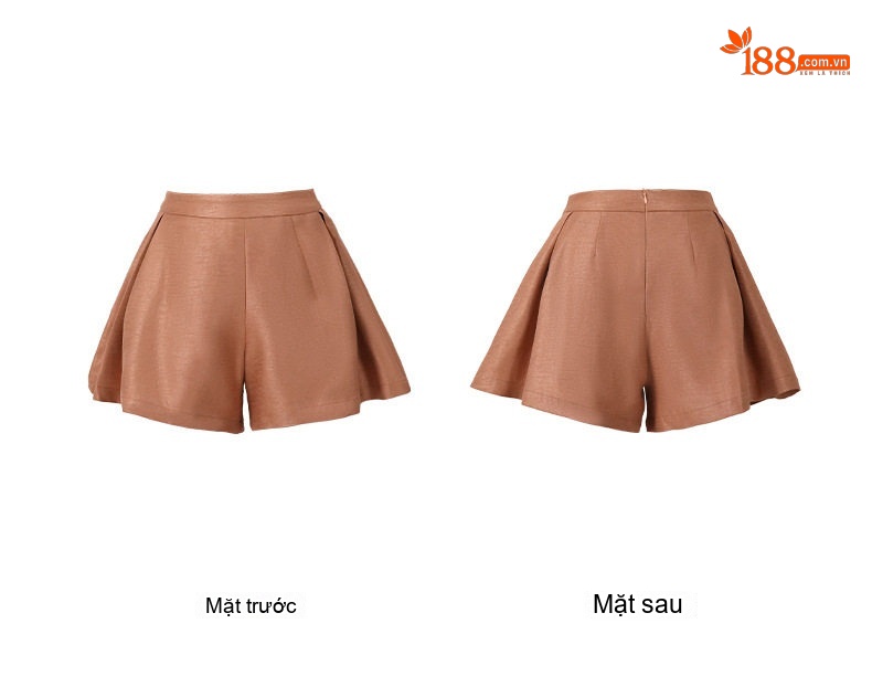 Set Bộ Áo Cổ Tròn Tay Ngắn Quần Short Lưng Cao Phong Cách Pháp Màu Cam Đất chi tiết 6