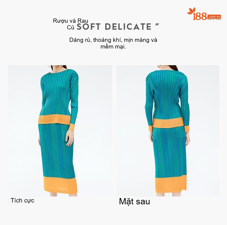 Set Bộ Áo Dài Tay Chân Váy Chữ A Dệt Kim Phong Cách Thu Đông Màu Xanh, Cam chi tiết 2