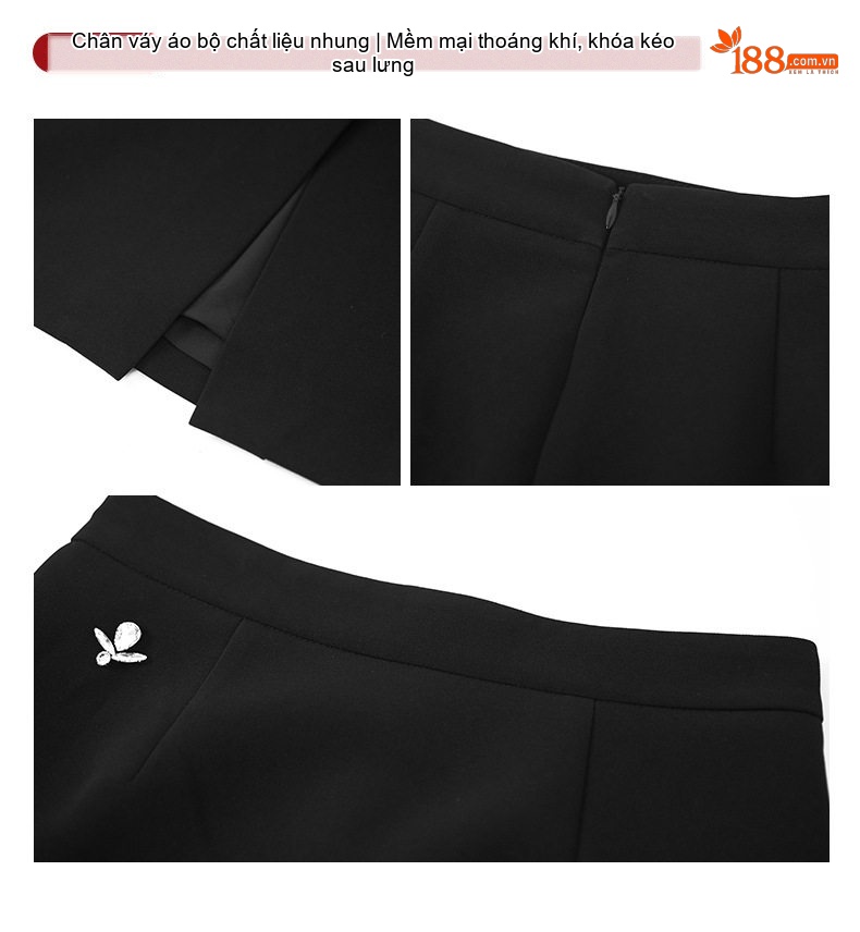 Set Bộ Áo Hai Dây và Chân Váy Bút Chì Cạp Cao Đính Đá Phong Cách Pháp Màu Đen chi tiết 5