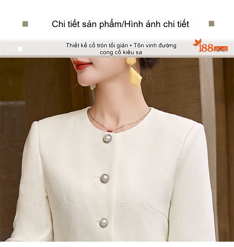 Set Bộ Áo Khoác Chân Váy Tiểu Thư Phong Cách Pháp Thanh Lịch Màu Trắng, Hồng, Xanh, Đen chi tiết 4