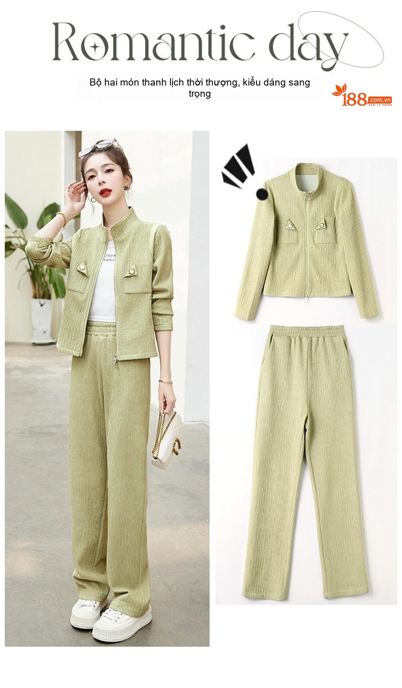 Set Bộ Áo Khoác Quần Dài Nữ Phong Cách Tiểu Thư Thanh Lịch chi tiết 3
