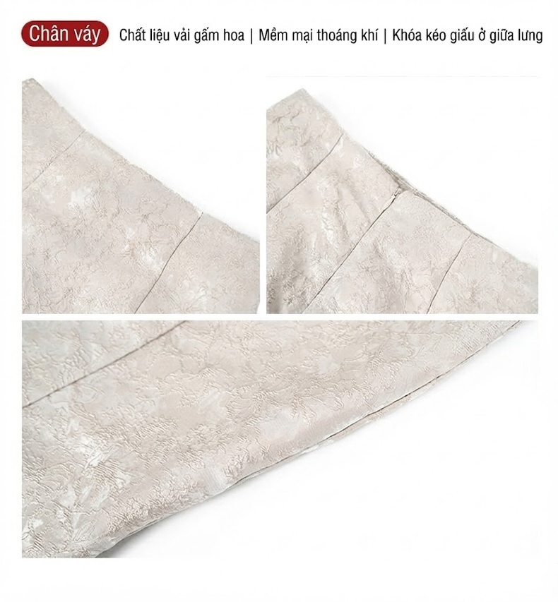 Set Bộ Áo Ren Cổ chữ V Tay Dài Bèo Nhún và Chân Váy Bút Chì Nữ chi tiết 5