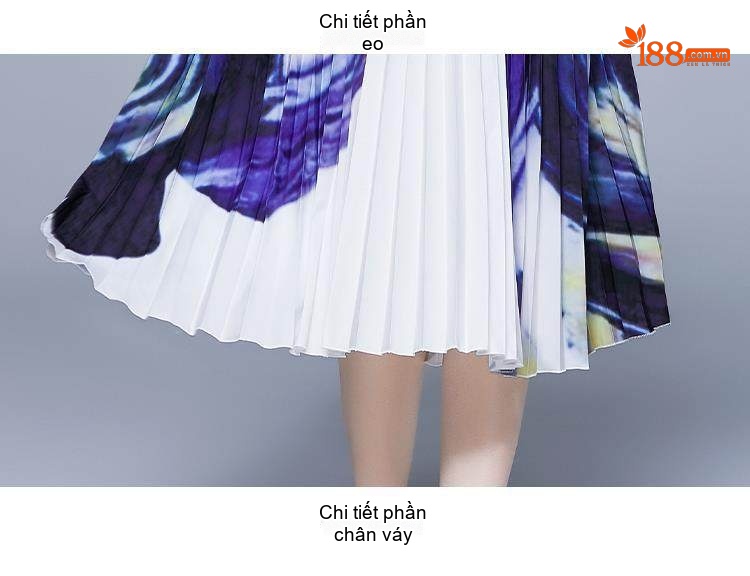 Set Bộ Áo Thun Dệt Kim Tay Dài Chân Váy Xếp Ly Họa Tiết Phong Cách Quý Cô Màu Trắng, Xanh, Tím chi tiết 18