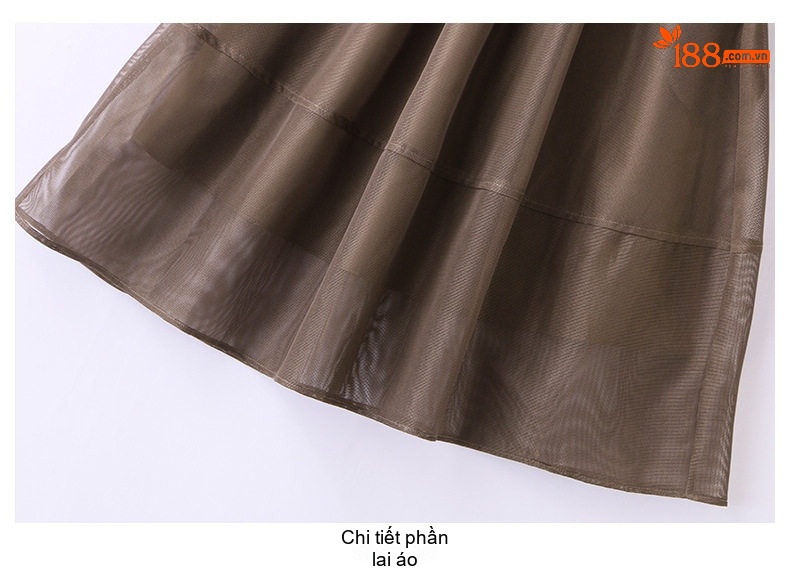 Set Bộ Áo Thun Tay Ngắn Và Chân Váy Midi Voan Lưới Thiết Kế Thời Trang Nữ Màu Nâu, Đen, Trắng chi tiết 32