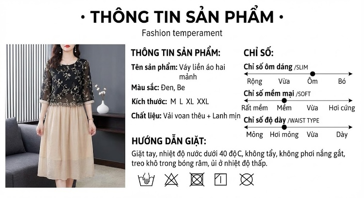 Set Bộ Áo và Chân Váy Nữ Cổ Điển Thiết Kế Khuy Gài Phong Cách Retro Màu Đen, Trắng chi tiết 9