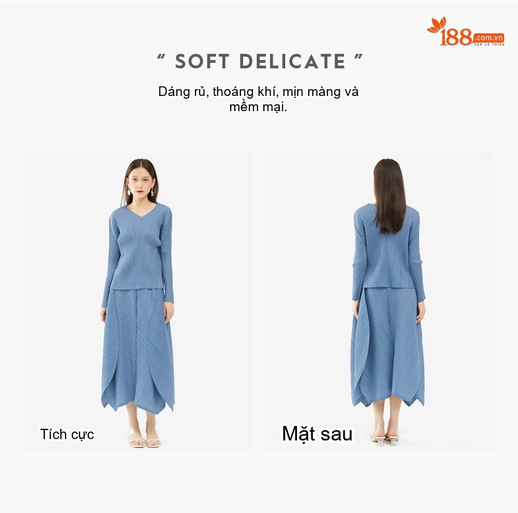 Set Bộ Nữ Áo Tay Dài Cổ Chữ V Chân Váy Xòe Lớn Dệt Kim Màu Xanh, Hồng, Đen, Xanh Lá... chi tiết 2