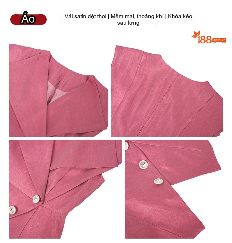 Set Bộ Quần Áo Nữ Áo Gile Kèm Quần Short Phong Cách Pháp Màu Hồng chi tiết 4