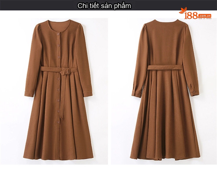 Set Bộ Quần Áo Nữ Thiết Kế Áo Khoác Lửng Và Váy Liền Thắt Eo Phong Cách Retro Màu Đỏ, Nâu, Đen chi tiết 26