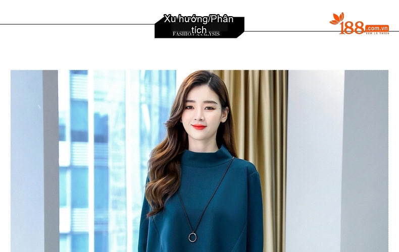 Set Bộ Quần Áo Thu Đông Nữ Dáng Rộng, Kiểu Dáng Thời Trang Màu Xanh, Đen, Xám chi tiết 4