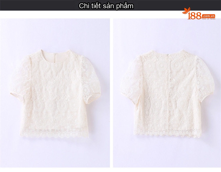Set Bộ Ren Nữ Tay Bồng Thanh Lịch, Nhẹ Nhàng, Tôn Dáng Màu Trắng, Hồng, Đen chi tiết 28