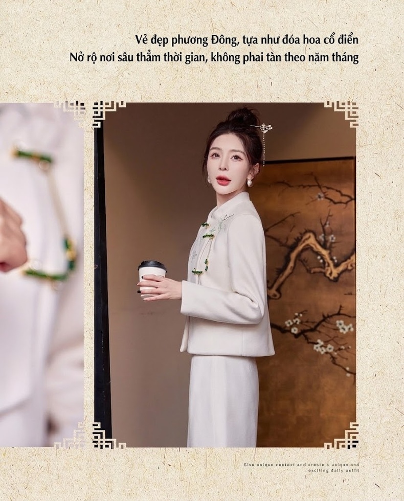 Set Bộ Thời Trang Nữ Áo Khoác Và Chân Váy Dáng Ôm Lông Cừu Hai Mặt Màu Trắng chi tiết 6