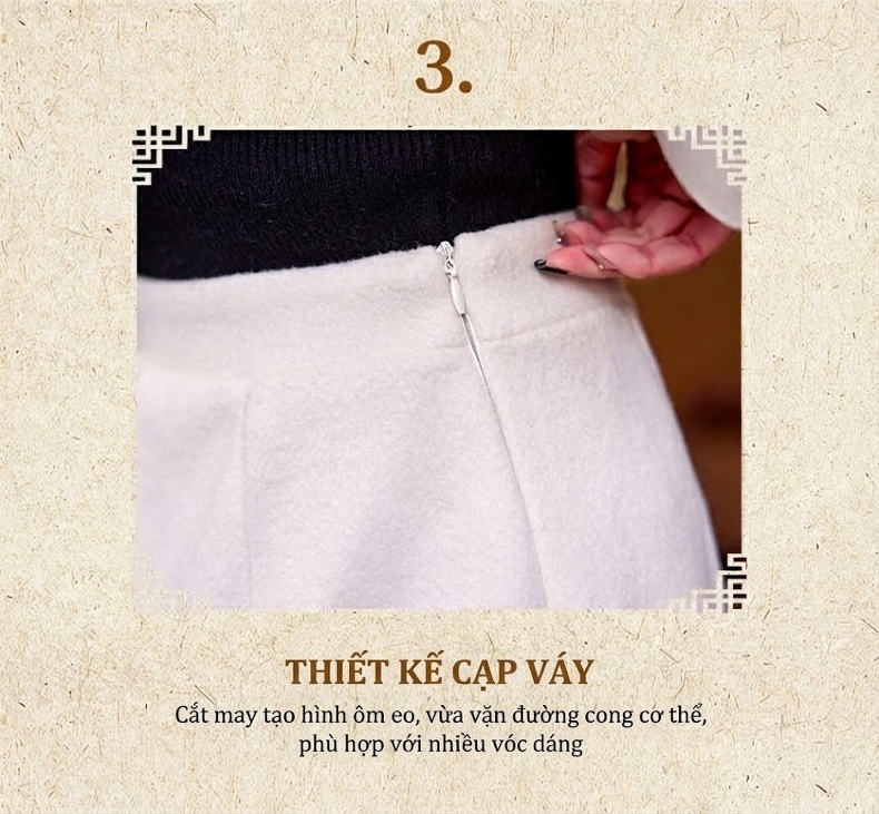 Set Bộ Thời Trang Nữ Áo Khoác Và Chân Váy Dáng Ôm Lông Cừu Hai Mặt Màu Trắng chi tiết 15