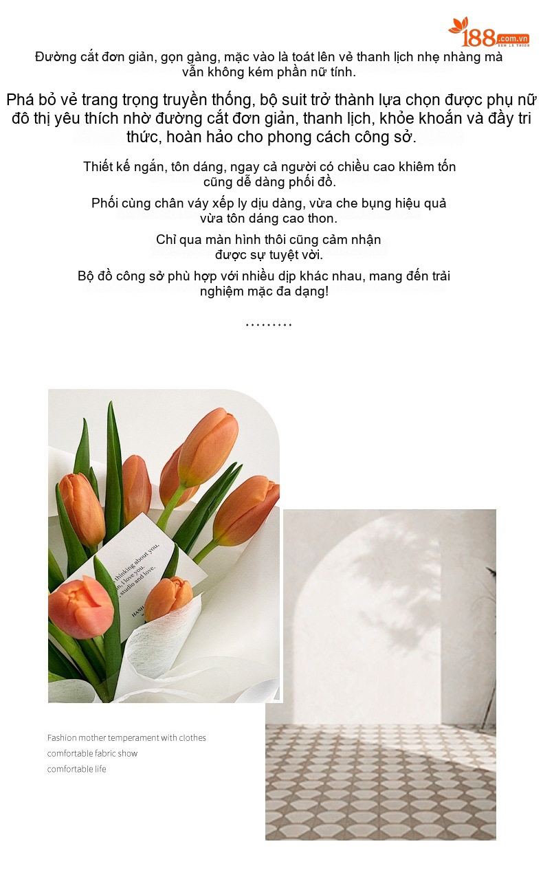 Set Bộ Vest Công Sở Nữ Tay Ngắn Kèm Chân Váy Xếp Ly Phong Cách Hàn Quốc Màu Hồng, Xanh Lá chi tiết 3