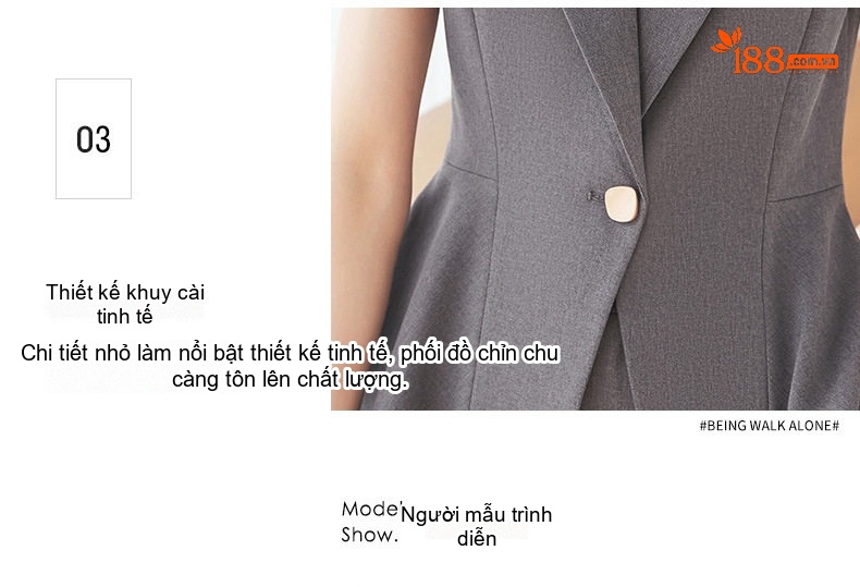 Set Bộ Vest Công Sở Nữ Tay Ngắn Kiểu Dáng Thanh Lịch Màu Xám, Xanh Navy, Nâu, Đen chi tiết 9