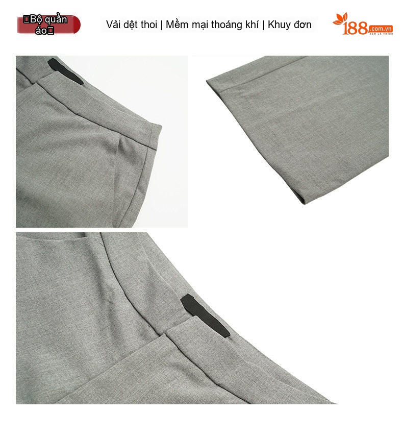 Set Bộ Vest Nữ Dáng Rộng Thiết Kế Thắt Eo Phong Cách Công Sở Màu Xám chi tiết 5