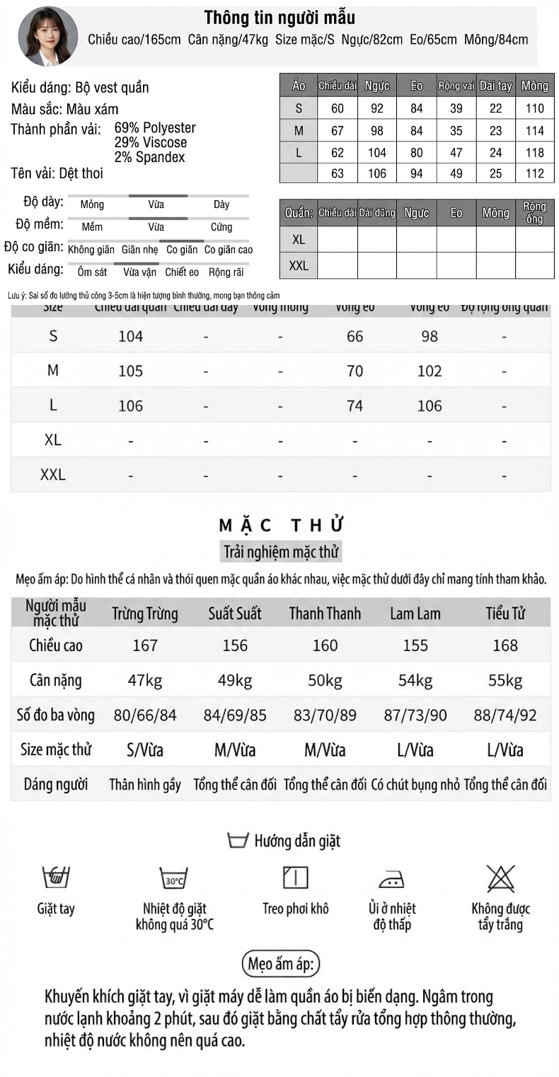 Set Bộ Vest Nữ Dáng Rộng Thiết Kế Thắt Eo Phong Cách Công Sở Màu Xám chi tiết 2