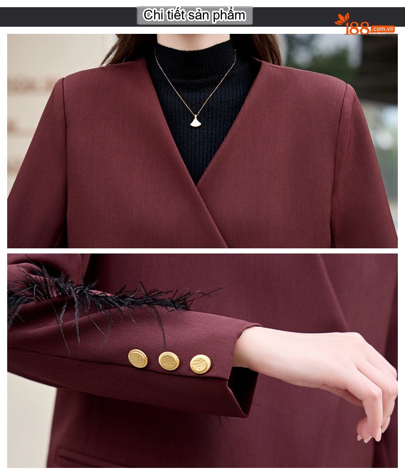 Set Bộ Vest Nữ Thiết Kế Áo Blazer Tay Lửng Và Chân Váy Dáng Dài Thanh Lịch Màu Đen, Đỏ Rượu Vang chi tiết 33