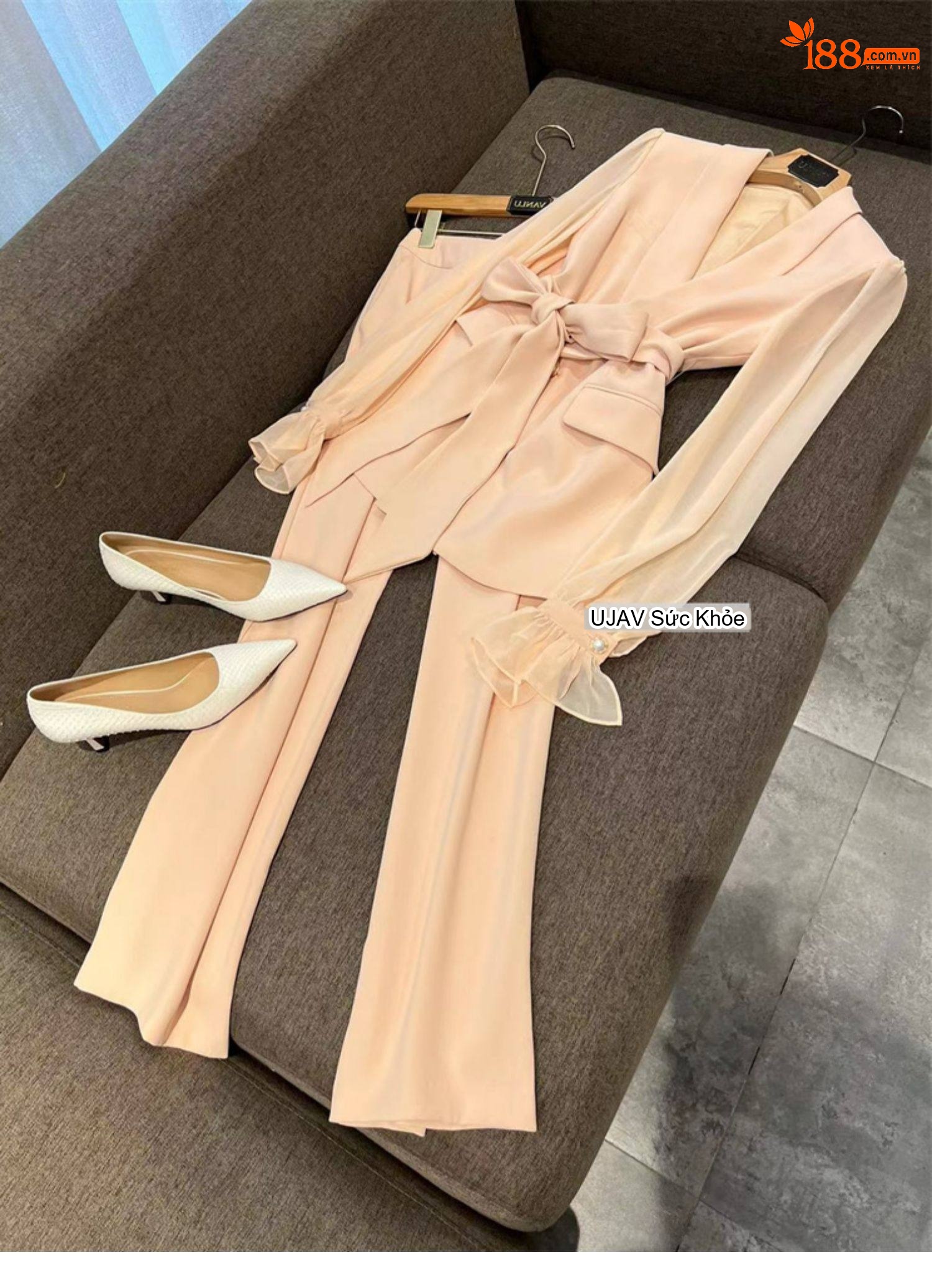 Set Bộ Vest Nữ Tiểu Thư Quần Ống Rộng Phong Cách Công Sở Cao Cấp Màu Hồng, Đen chi tiết 4