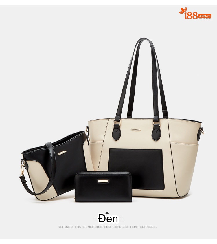 Set Túi Tote Nữ Đeo Vai Đeo Chéo 3 Món Phong Cách Casual Màu Nâu, Hồng, Xanh, Đen... chi tiết 10