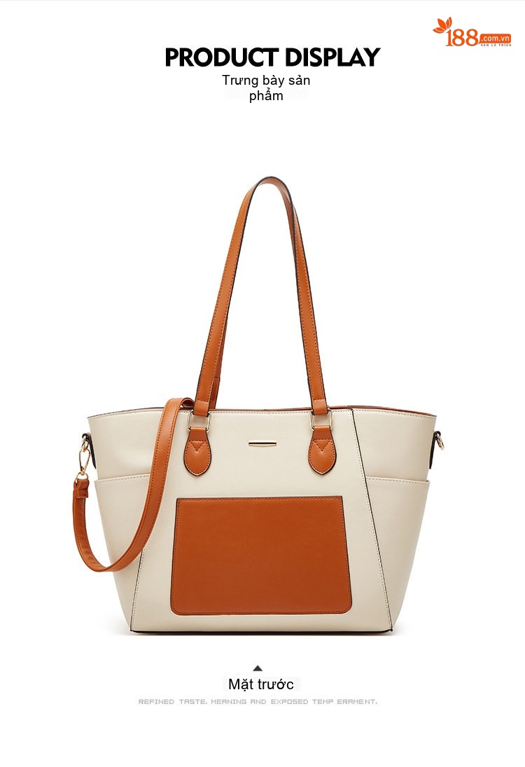 Set Túi Tote Nữ Đeo Vai Đeo Chéo 3 Món Phong Cách Casual Màu Nâu, Hồng, Xanh, Đen... chi tiết 14
