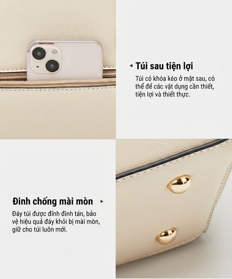 Set Túi Tote Nữ Đeo Vai Đeo Chéo 3 Món Phong Cách Casual Màu Nâu, Hồng, Xanh, Đen... chi tiết 21